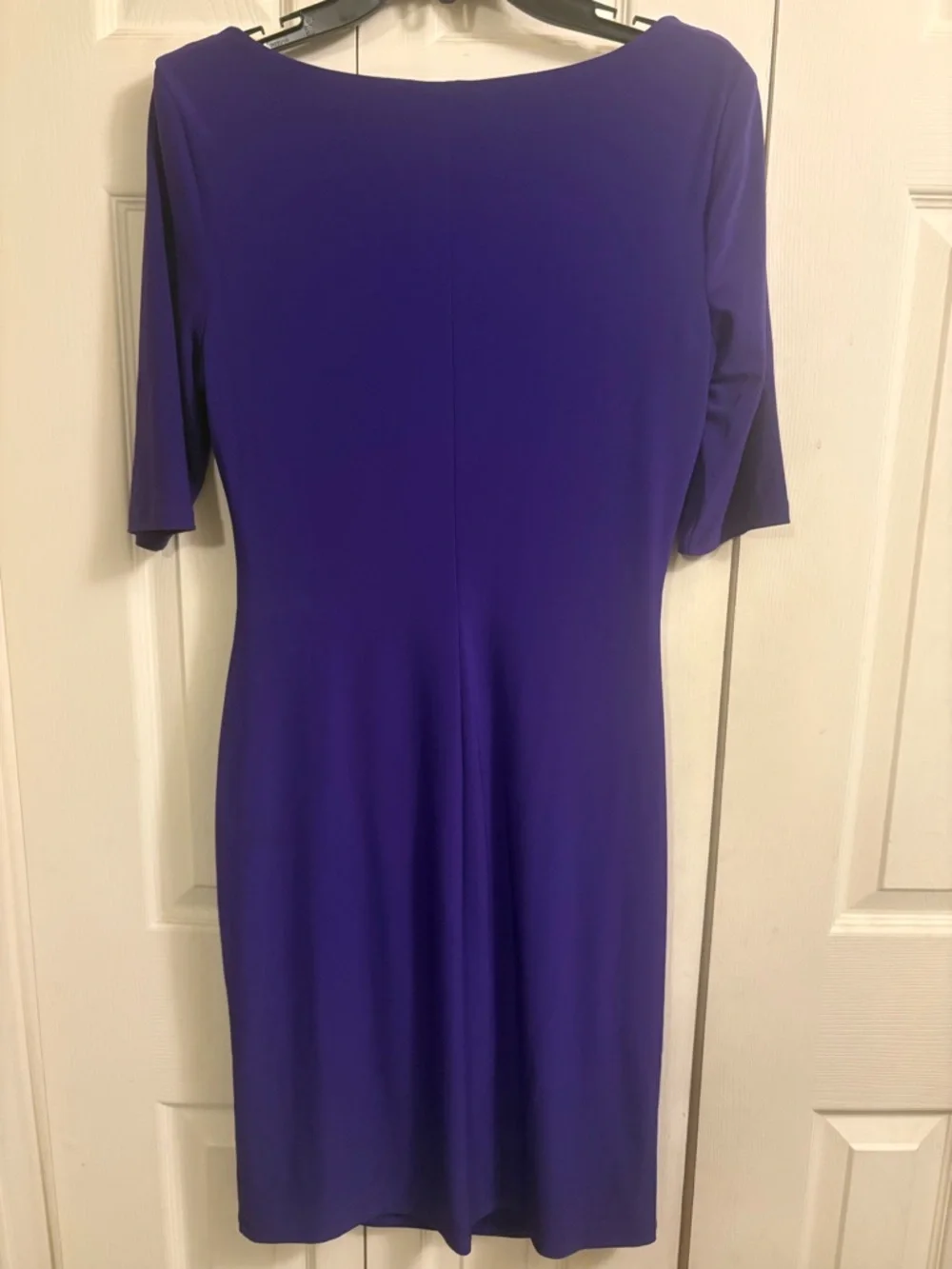 Lauren Ralph Lauren Royal Purple Draped Sheath Midi Dress - Picture 2 of 3